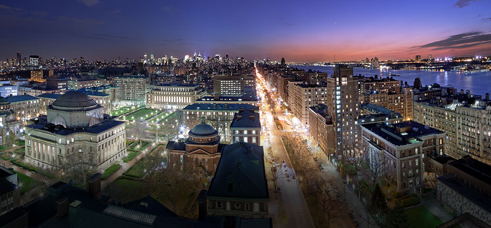 columbia university campus at night